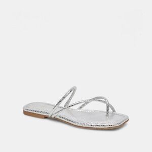 NEW Dolce Vita Leanna Sandal Embossed Silver Stella Strappy Casual Flat Size 7.5